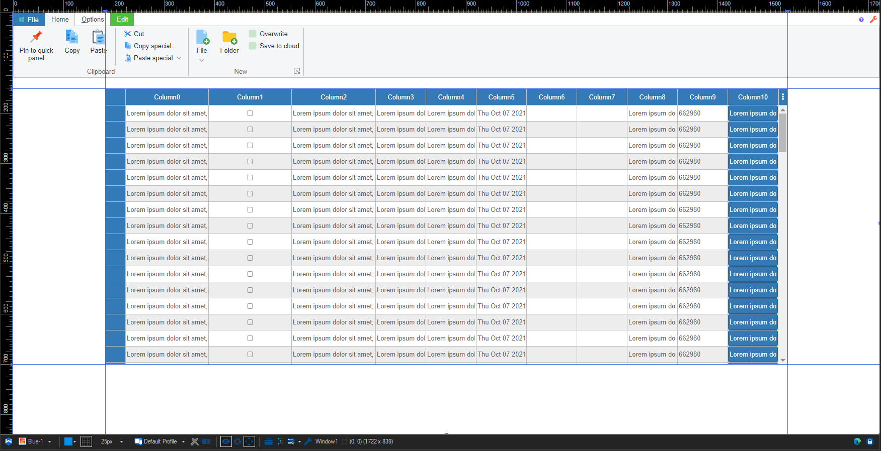 Page designer showing full-browser layout capabilities